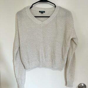 wild fable Ivory V-Neck Knit Pullover